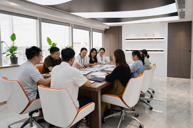 Professional automation team meeting