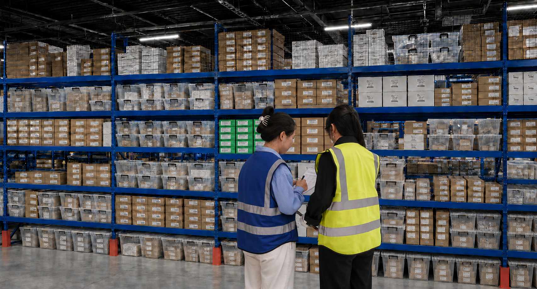 Automation supply team coordinating warehouse inventory